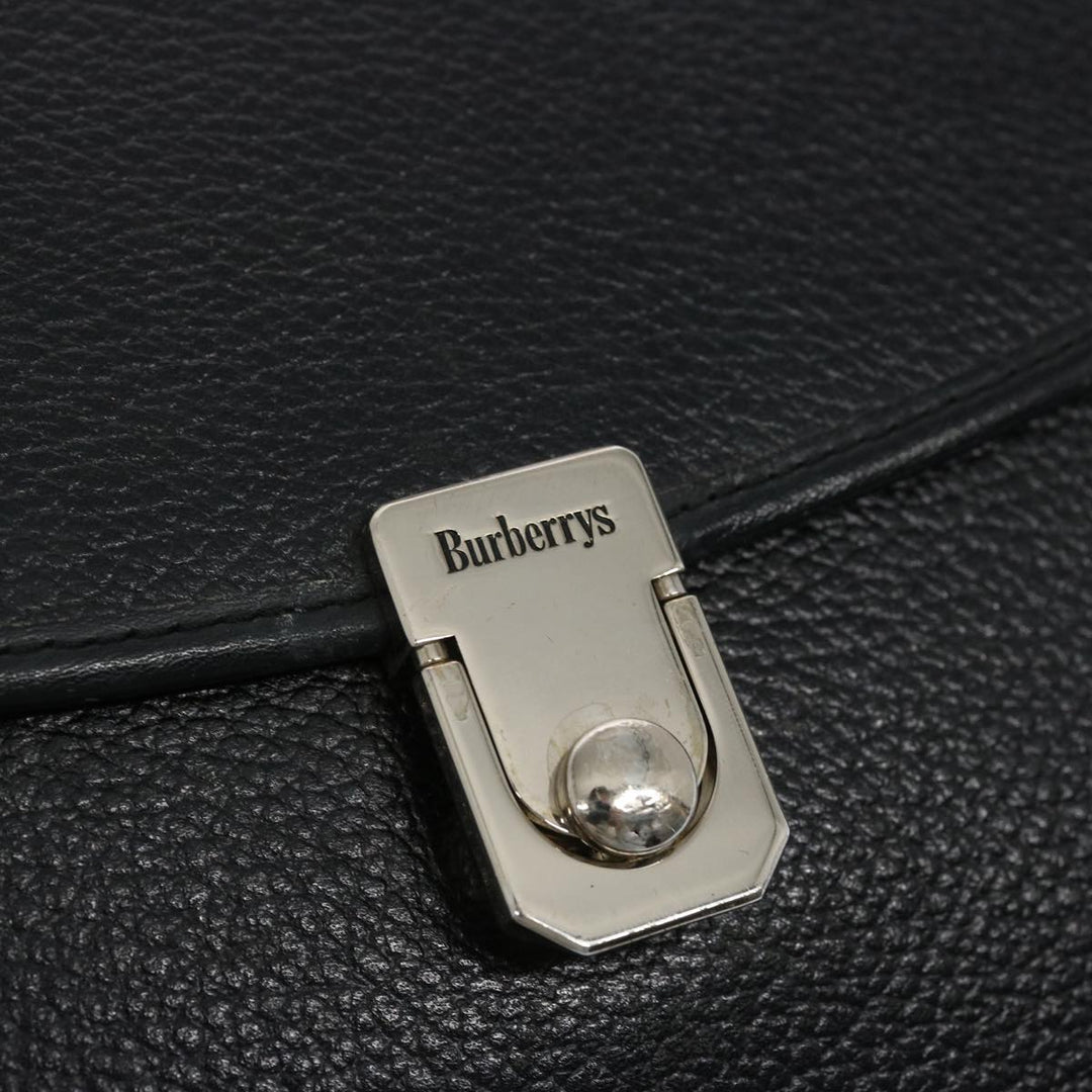 BURBERRYSs Hand Bag Leather Black Auth bs11684