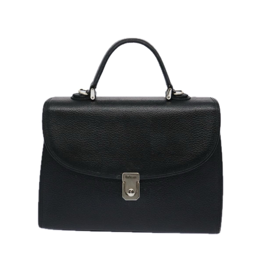 BURBERRYSs Hand Bag Leather Black Auth bs11684