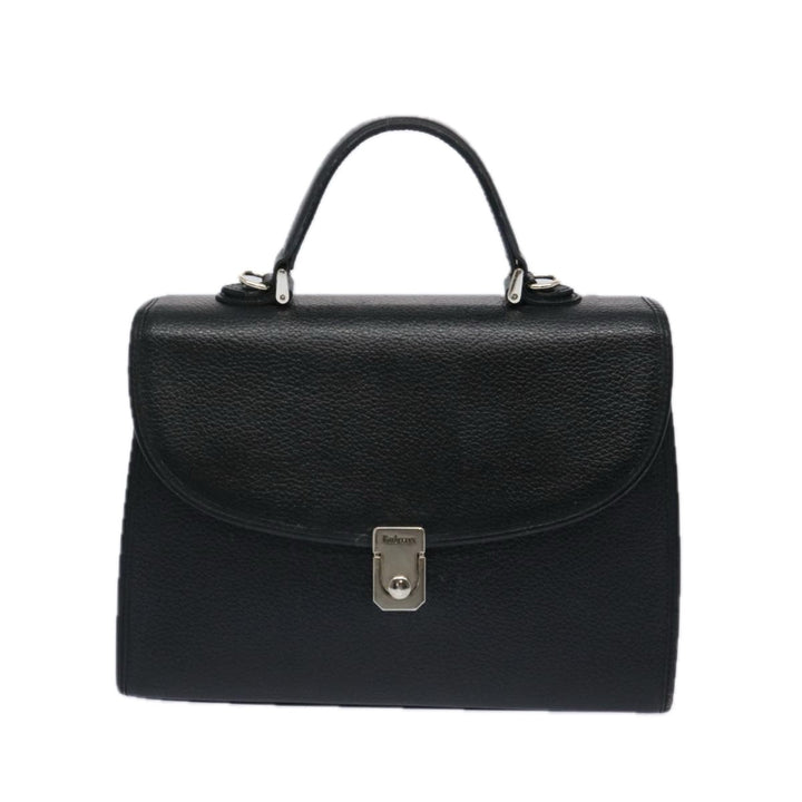 BURBERRYSs Hand Bag Leather Black Auth bs11684