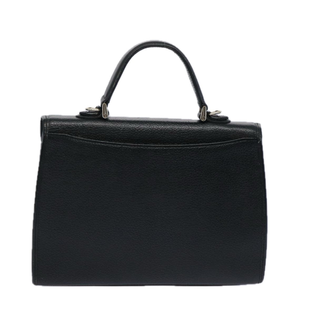 BURBERRYSs Hand Bag Leather Black Auth bs11684