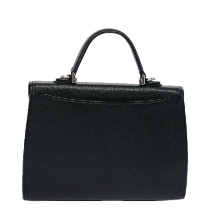 BURBERRYSs Hand Bag Leather Black Auth bs11684