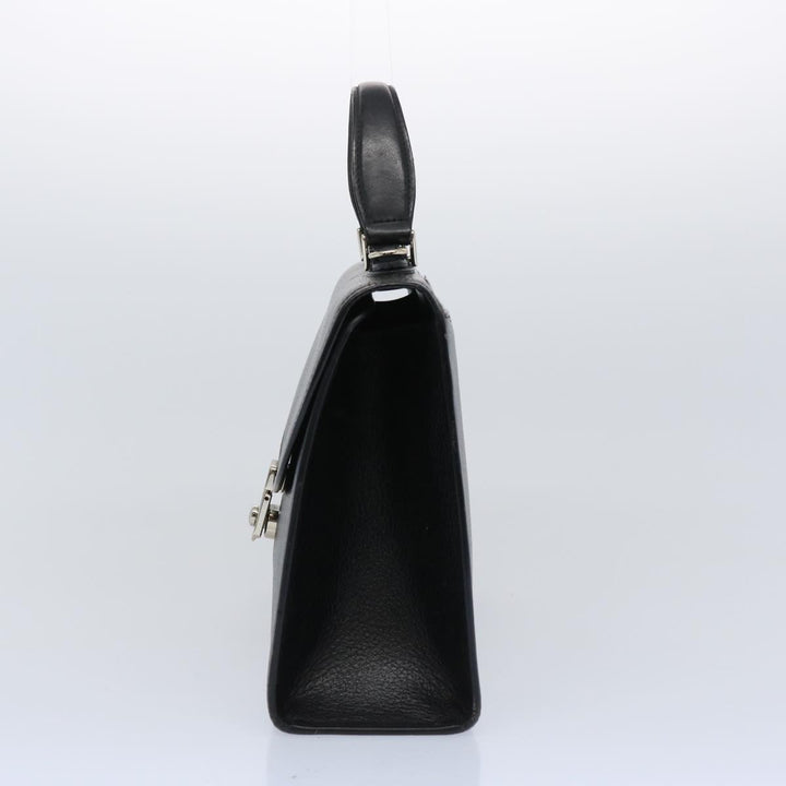 BURBERRYSs Hand Bag Leather Black Auth bs11684