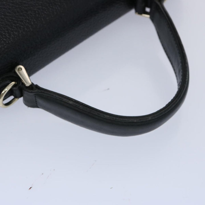 BURBERRYSs Hand Bag Leather Black Auth bs11684