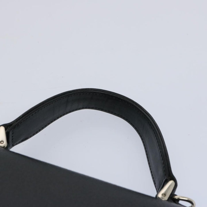 BURBERRYSs Hand Bag Leather Black Auth bs11684