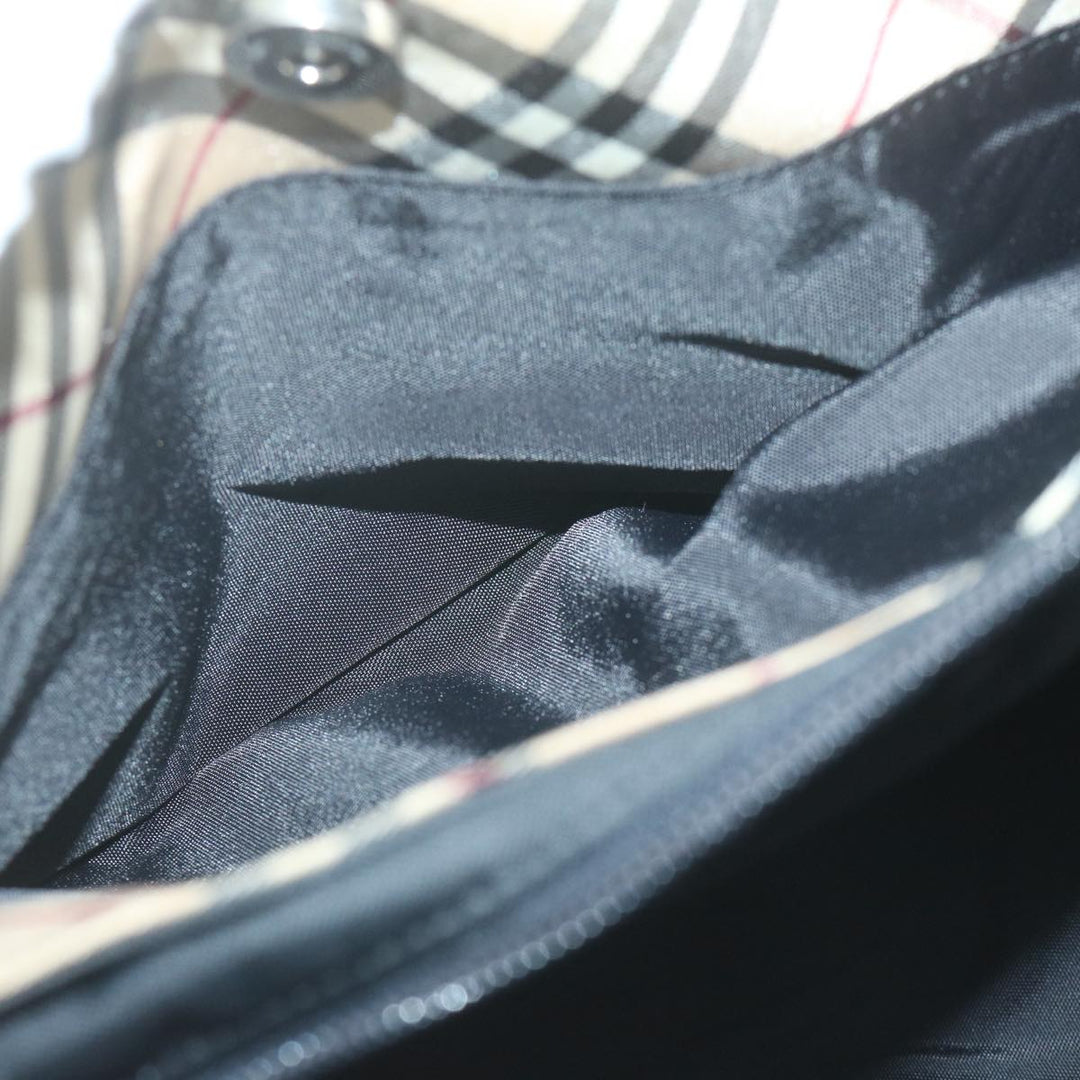 BURBERRY Nova Check Blue Label Hand Bag Nylon Black Beige Auth bs11719