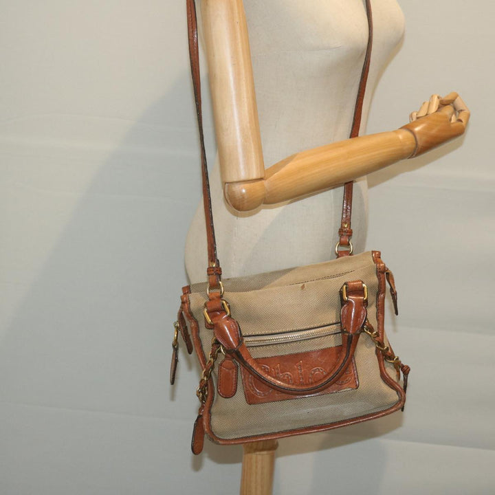 Chloe Harley Hand Bag Canvas Leather 2way Beige bs11776
