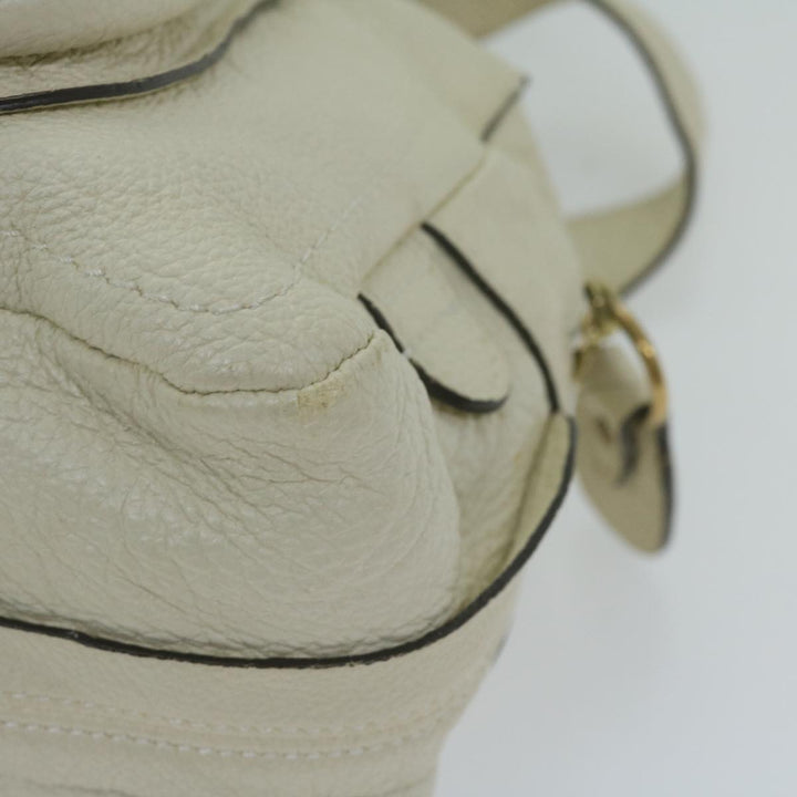 Chloe Paraty Hand Bag Leather White bs11780