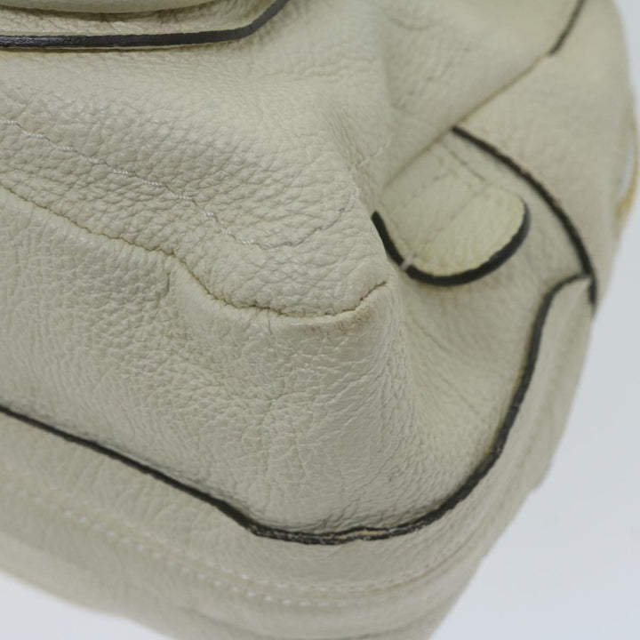 Chloe Paraty Hand Bag Leather White bs11780