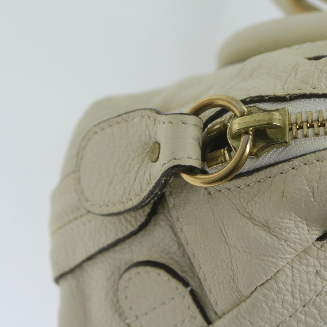 Chloe Paraty Hand Bag Leather White bs11780
