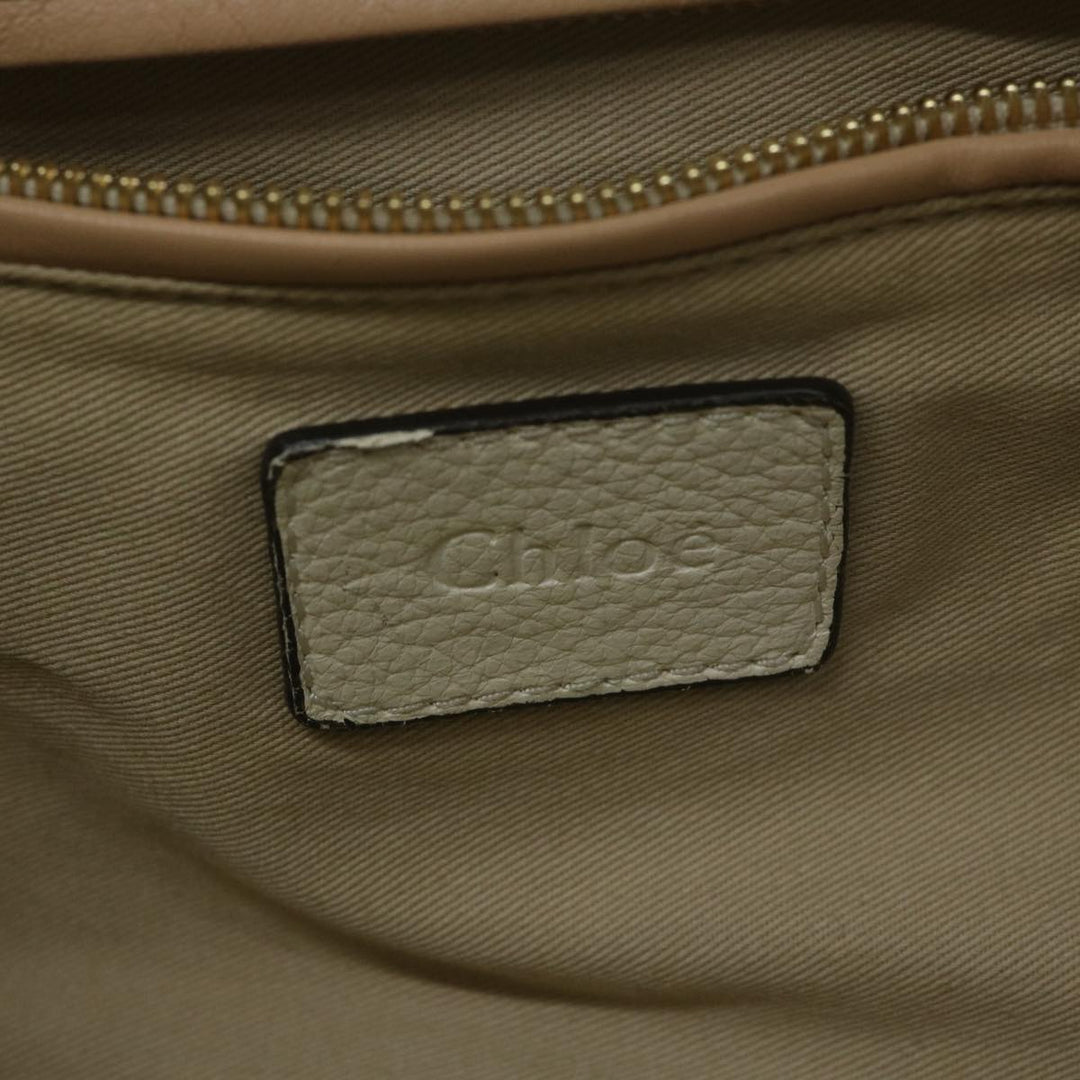 Chloe Paraty Hand Bag Leather White bs11780