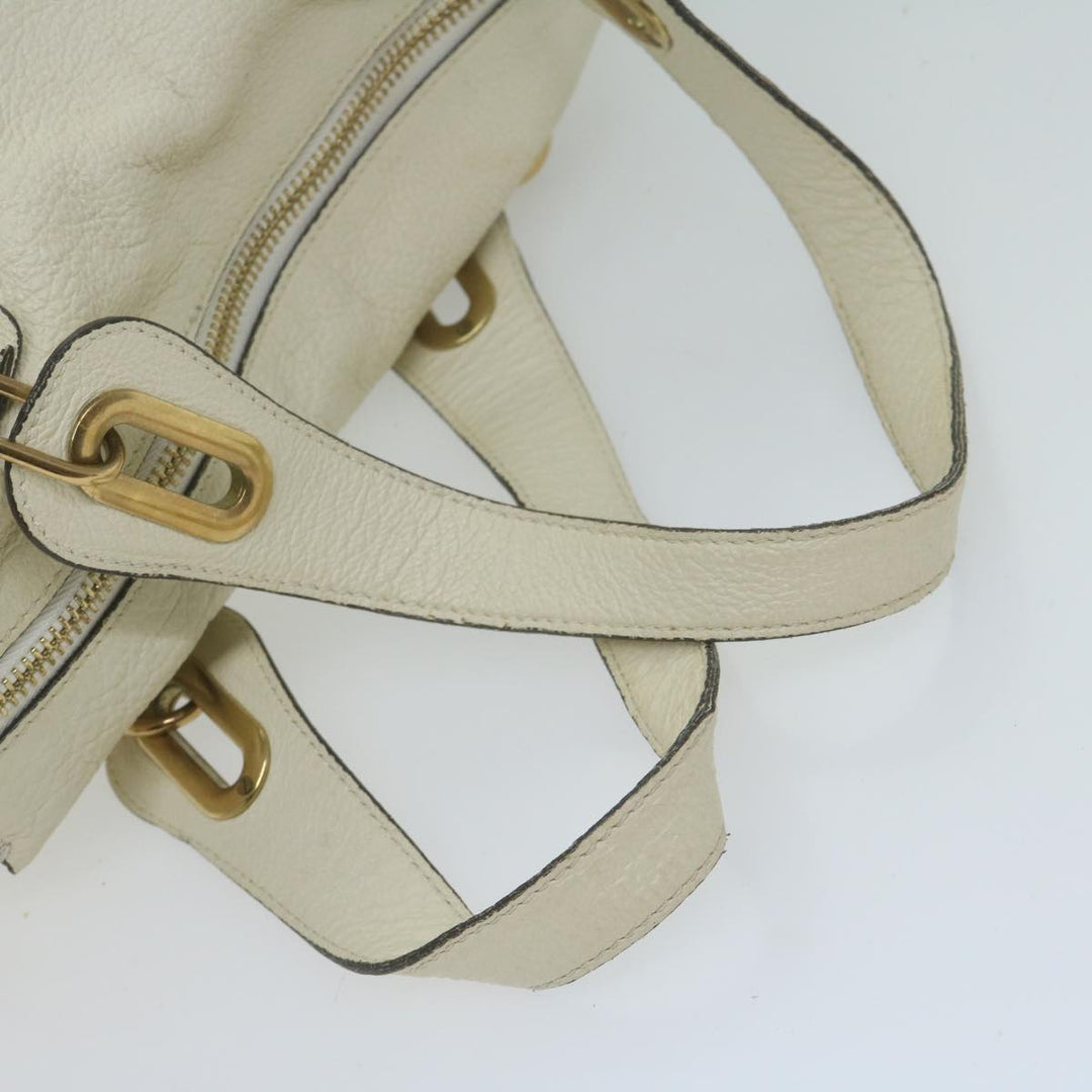 Chloe Paraty Hand Bag Leather White bs11780