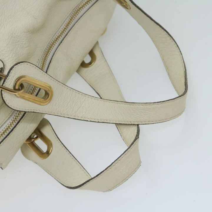 Chloe Paraty Hand Bag Leather White bs11780