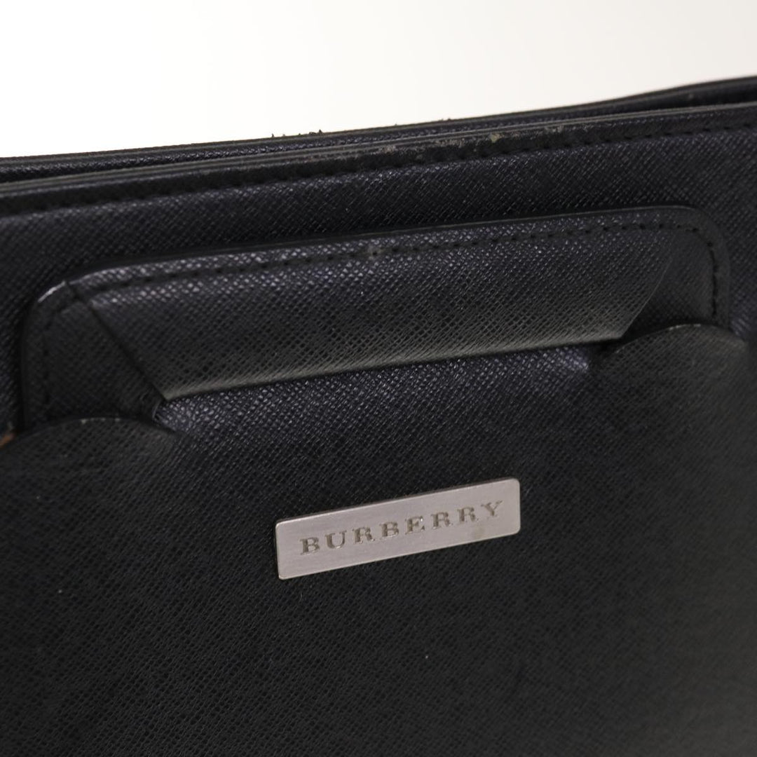 Burberry Hand Bag Leather Black Auth bs11813