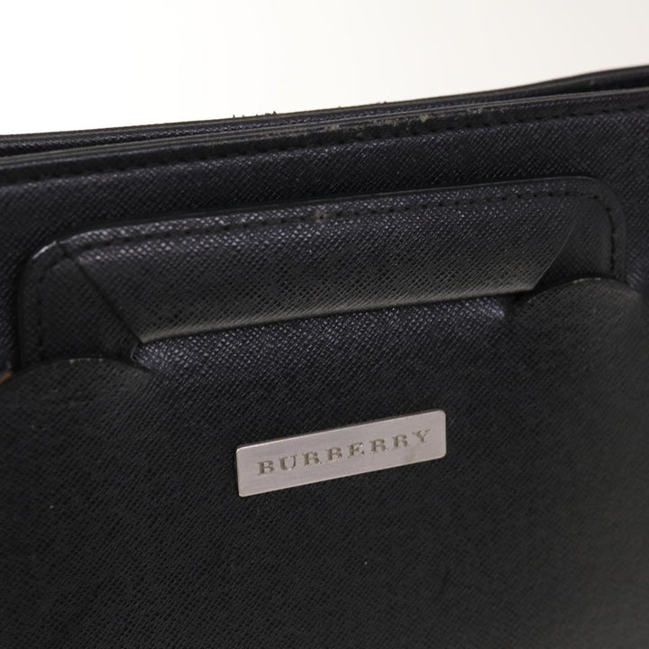 Burberry Hand Bag Leather Black Auth bs11813