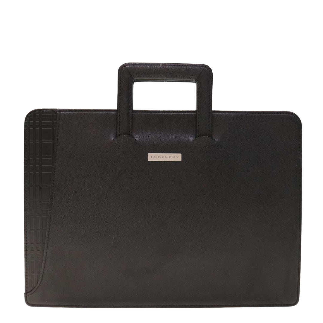 Burberry Hand Bag Leather Black Auth bs11813