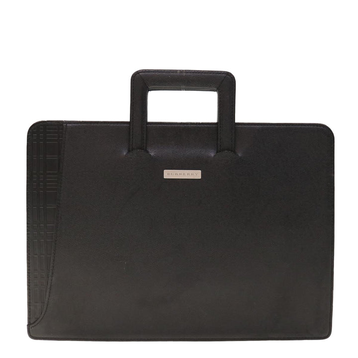 Burberry Hand Bag Leather Black Auth bs11813