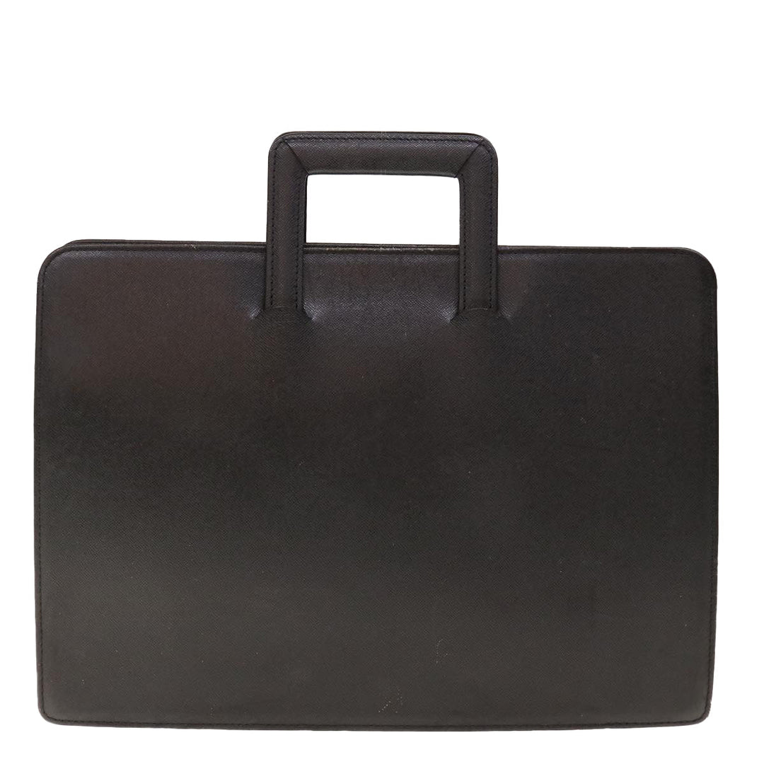 Burberry Hand Bag Leather Black Auth bs11813
