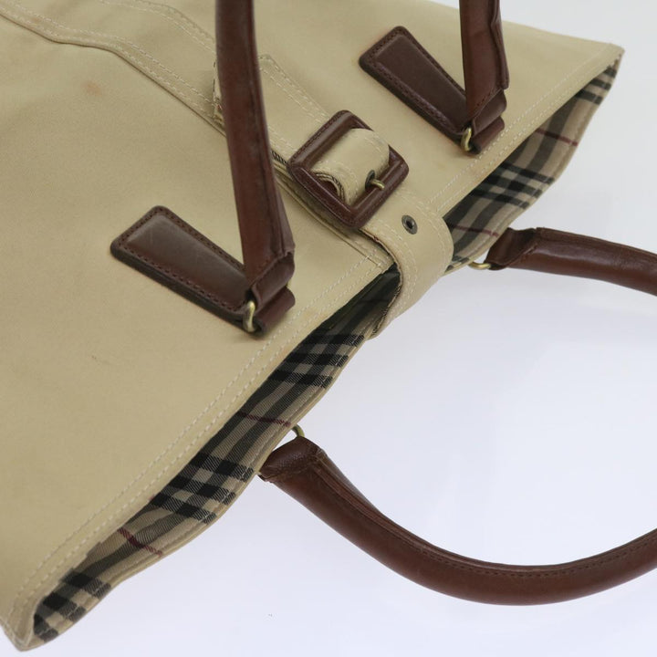 Burberry Tote Bag Canvas Beige Auth bs11831