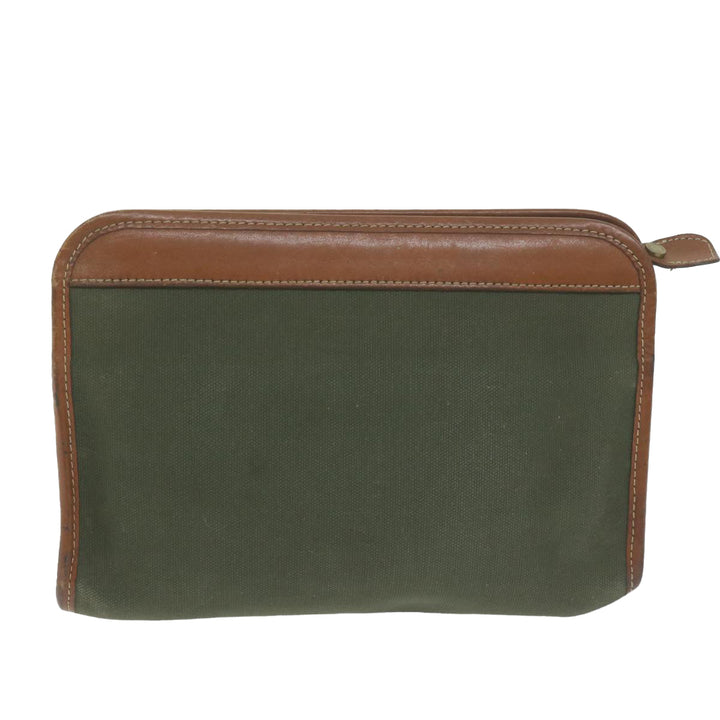 BurberrySs Clutch Bag Canvas Khaki Auth bs11841