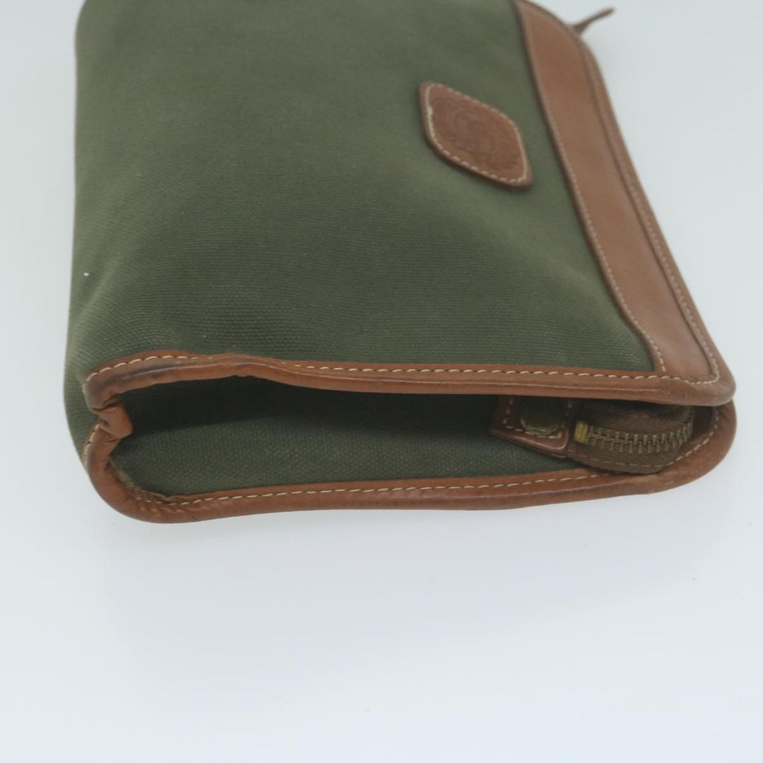 BurberrySs Clutch Bag Canvas Khaki Auth bs11841