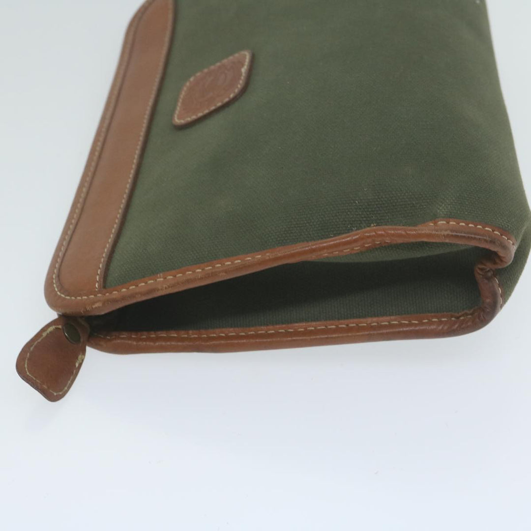 BurberrySs Clutch Bag Canvas Khaki Auth bs11841