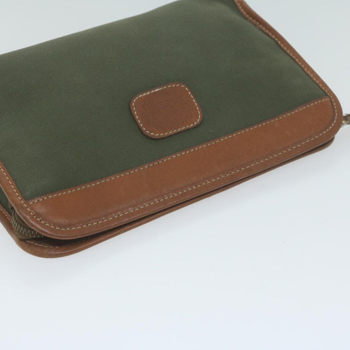 BurberrySs Clutch Bag Canvas Khaki Auth bs11841