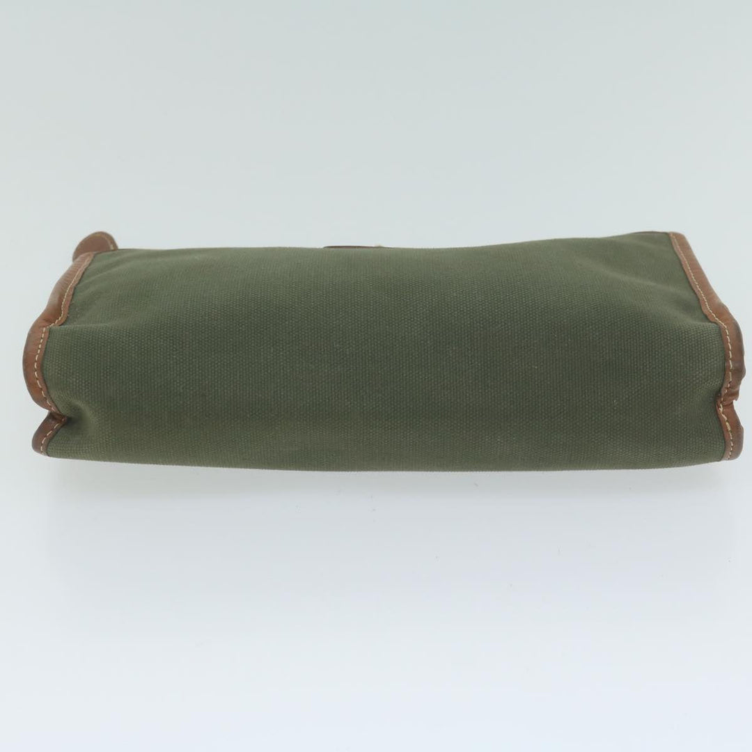 BurberrySs Clutch Bag Canvas Khaki Auth bs11841