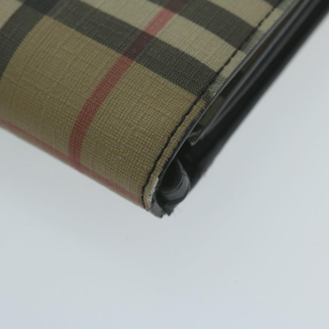 Burberry Nova Check Long Wallet PVC Leather Beige Auth bs11867