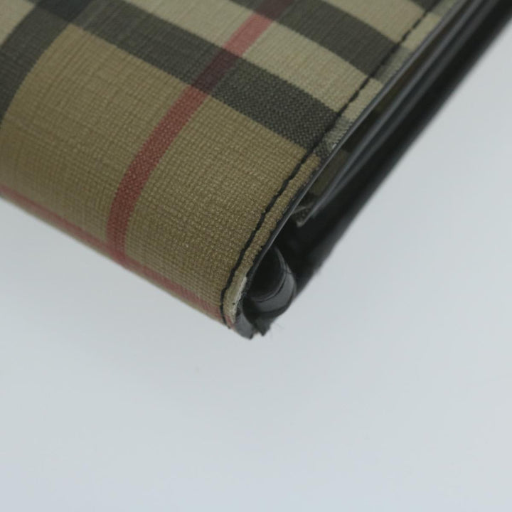 Burberry Nova Check Long Wallet PVC Leather Beige Auth bs11867