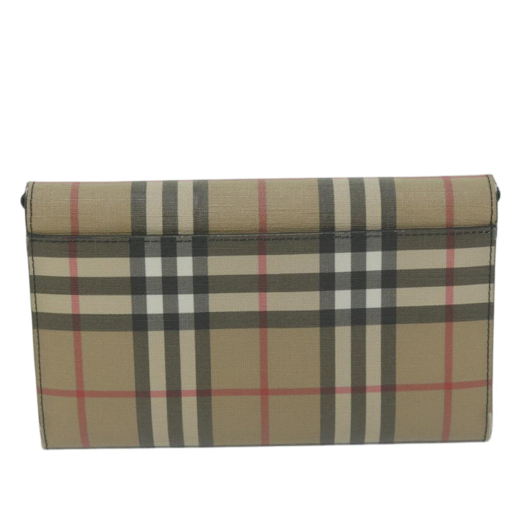 Burberry Nova Check Long Wallet PVC Leather Beige Auth bs11867