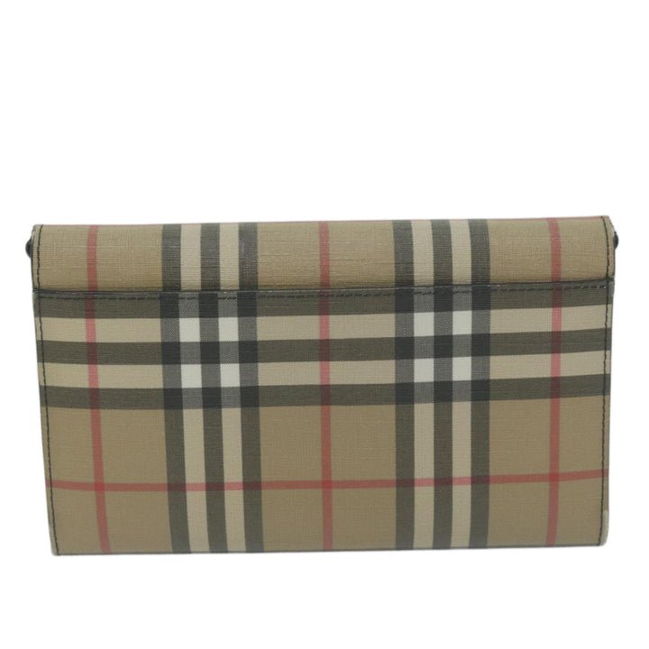 Burberry Nova Check Long Wallet PVC Leather Beige Auth bs11867