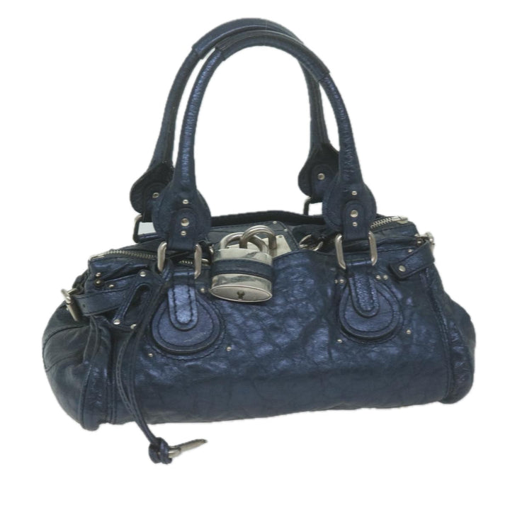 Chloe Paddington Shoulder Bag Leather Navy Gray 04 08 51 5191 bs11872