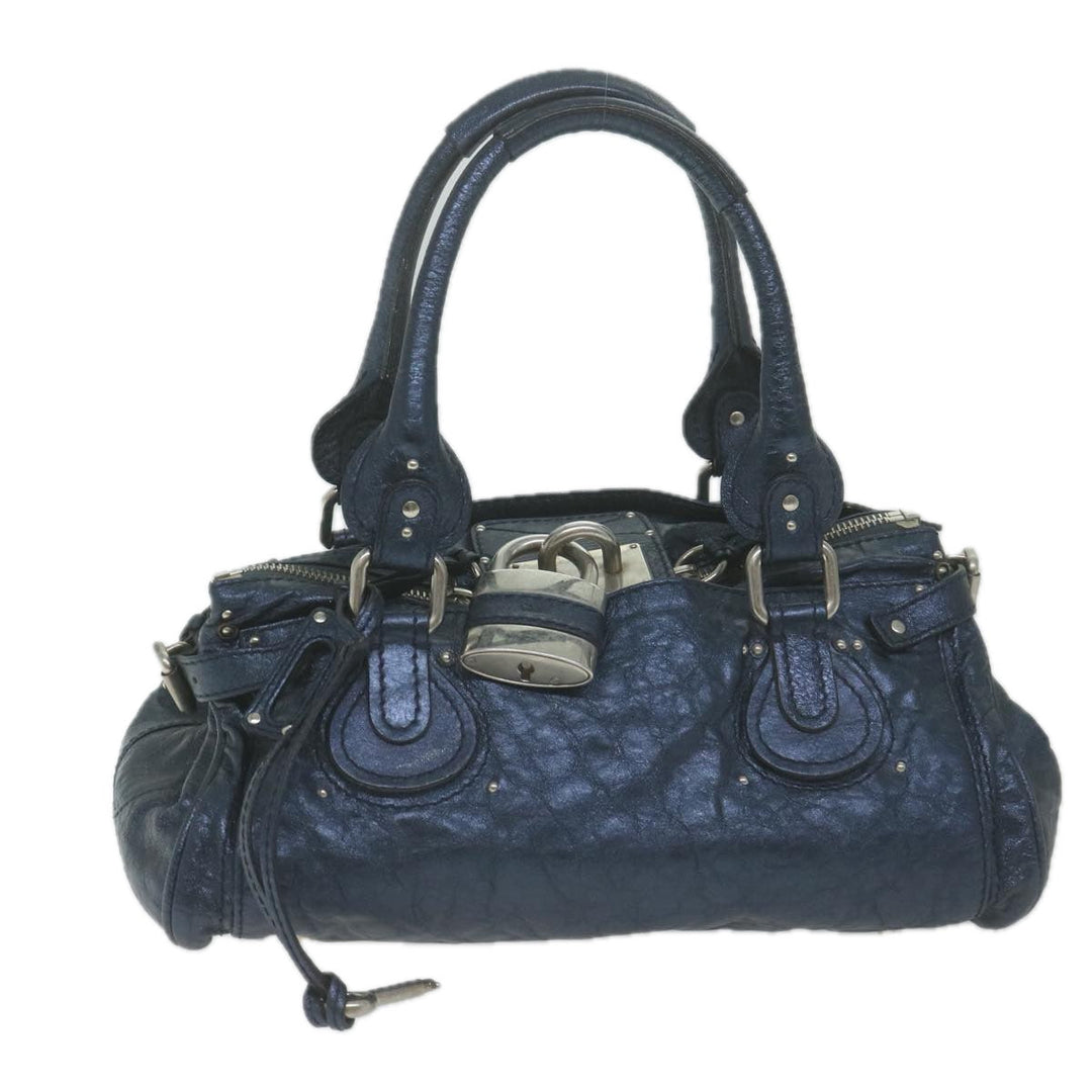 Chloe Paddington Shoulder Bag Leather Navy Gray 04 08 51 5191 bs11872