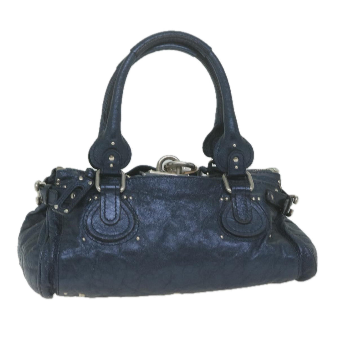 Chloe Paddington Shoulder Bag Leather Navy Gray 04 08 51 5191 bs11872