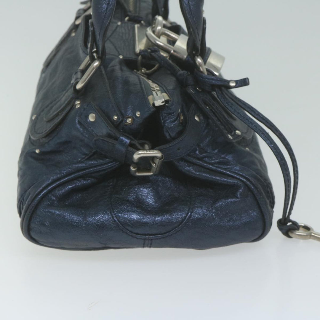 Chloe Paddington Shoulder Bag Leather Navy Gray 04 08 51 5191 bs11872