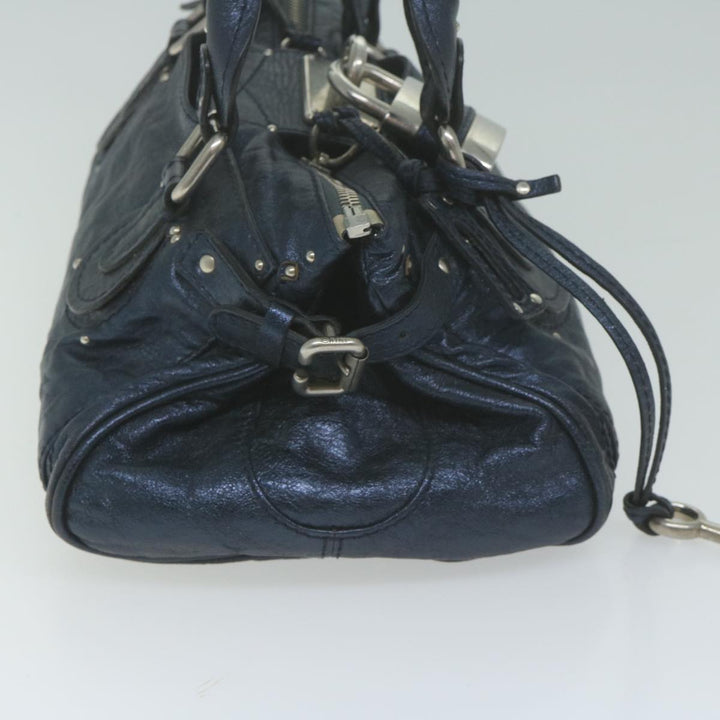 Chloe Paddington Shoulder Bag Leather Navy Gray 04 08 51 5191 bs11872