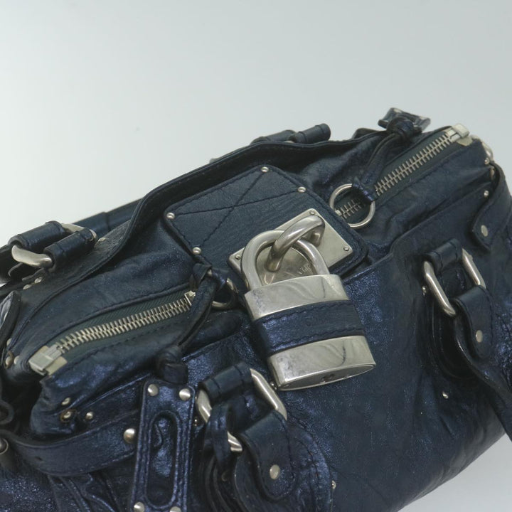 Chloe Paddington Shoulder Bag Leather Navy Gray 04 08 51 5191 bs11872