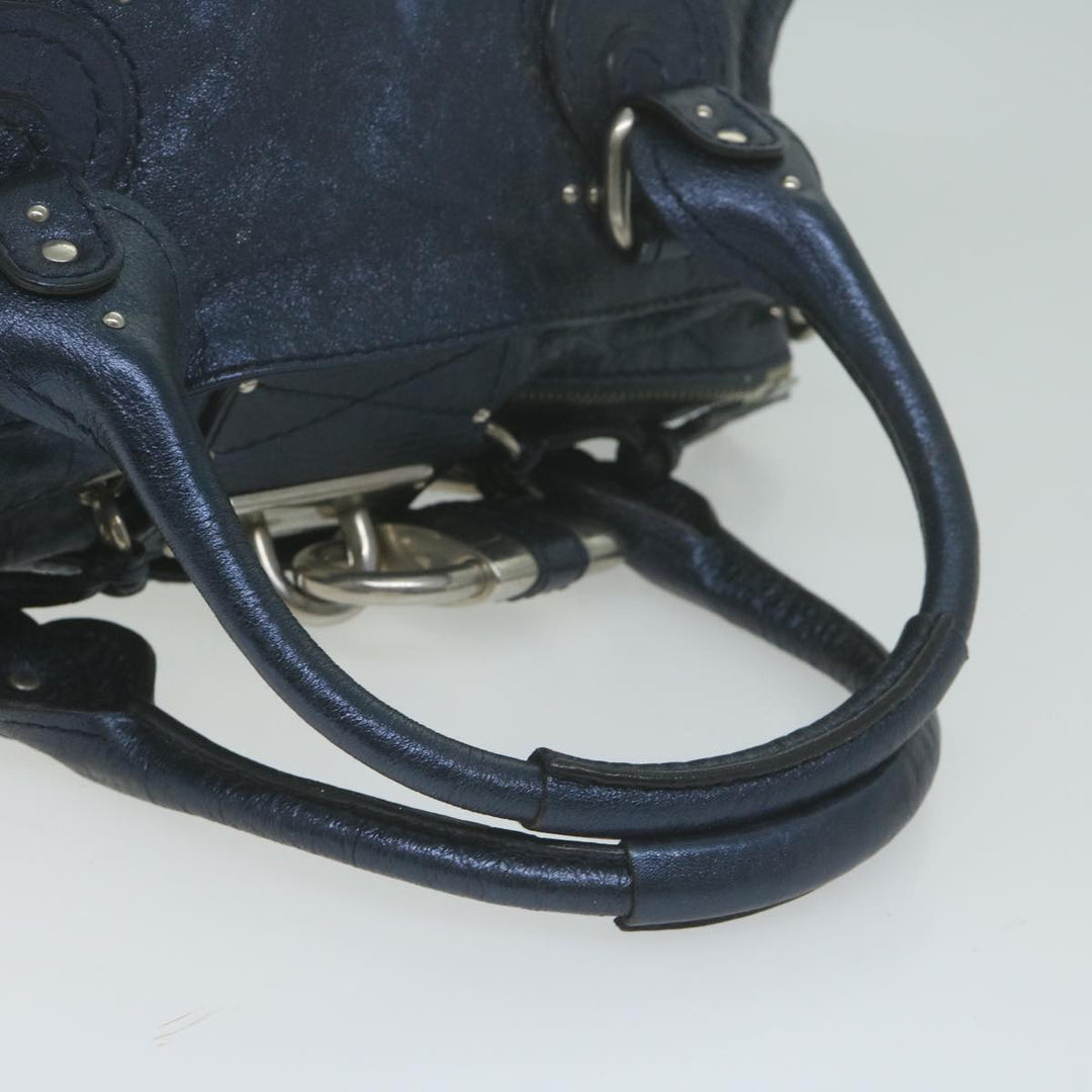 Chloe Paddington Shoulder Bag Leather Navy Gray 04 08 51 5191 bs11872