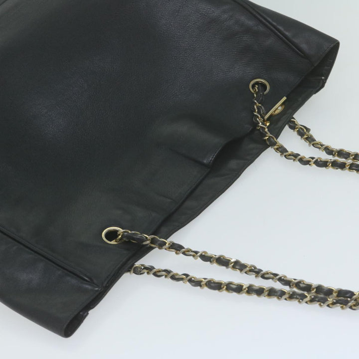 Top Quality Chanel Chain Shoulder Bag Leather Black CC Auth bs11894
