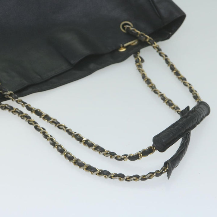 Top Quality Chanel Chain Shoulder Bag Leather Black CC Auth bs11894