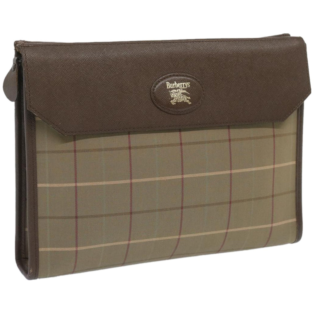 BurberrySs Nova Check Clutch Bag Canvas Beige Brown Auth bs12002