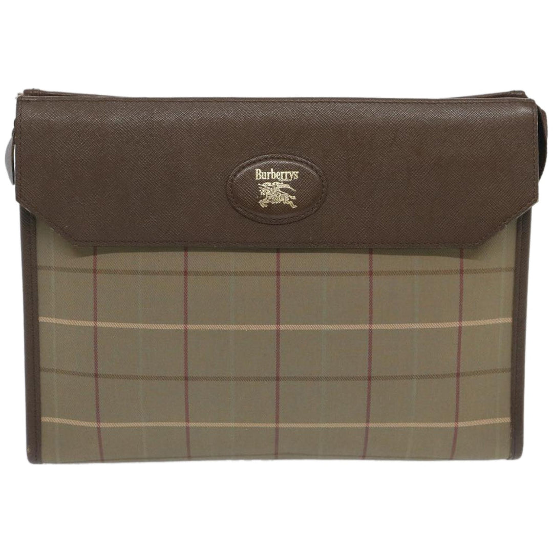 BurberrySs Nova Check Clutch Bag Canvas Beige Brown Auth bs12002