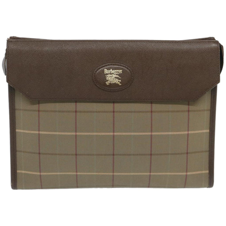BurberrySs Nova Check Clutch Bag Canvas Beige Brown Auth bs12002