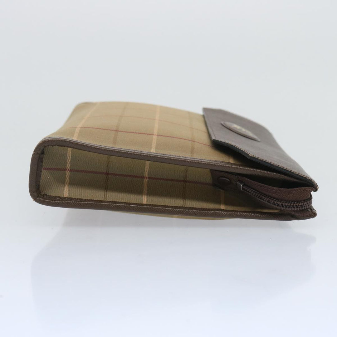 BurberrySs Nova Check Clutch Bag Canvas Beige Brown Auth bs12002