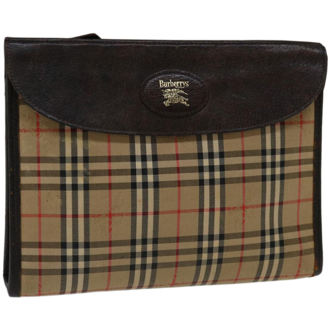 BURBERRYSs Nova Check Clutch Bag Canvas Beige Auth bs12051