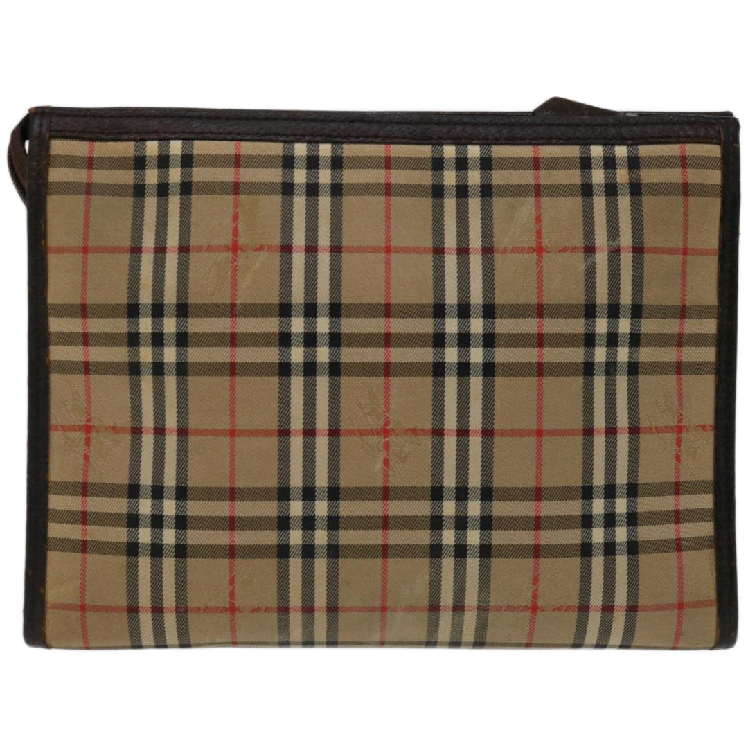 BURBERRYSs Nova Check Clutch Bag Canvas Beige Auth bs12051