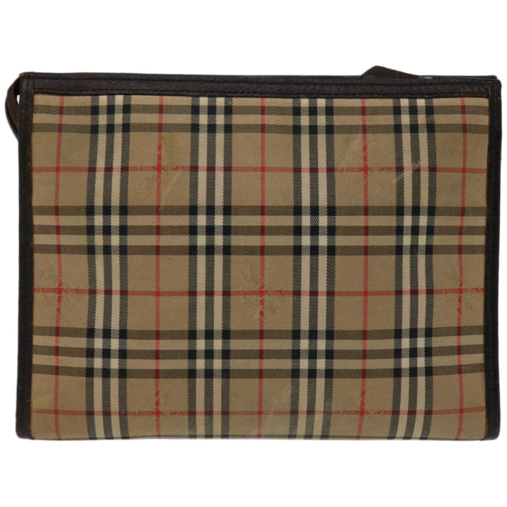 BURBERRYSs Nova Check Clutch Bag Canvas Beige Auth bs12051