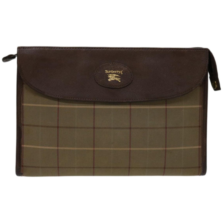 BurberrySs Nova Check Clutch Bag Canvas Brown Auth bs12054