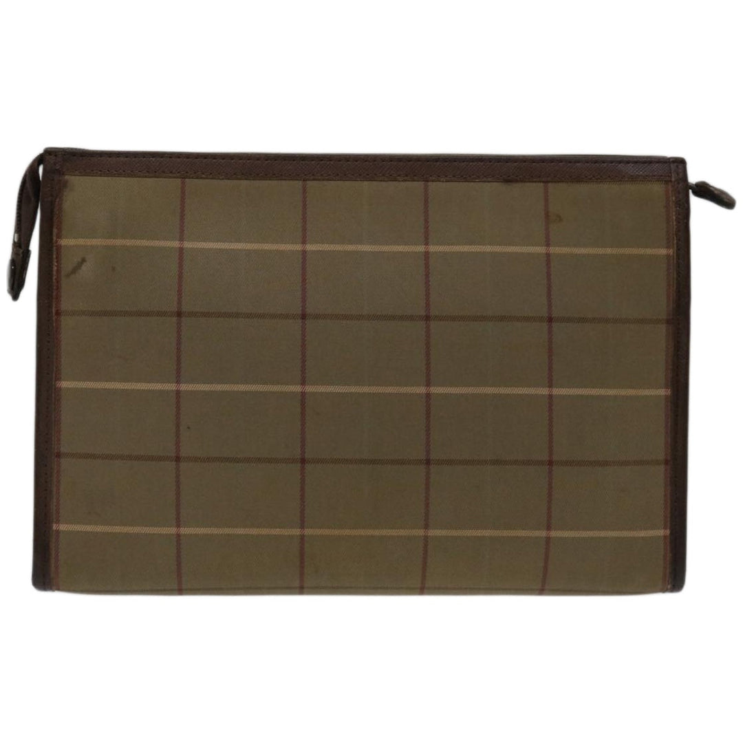BurberrySs Nova Check Clutch Bag Canvas Brown Auth bs12054