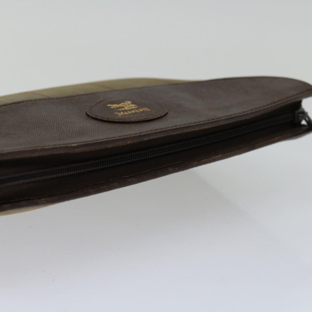 BurberrySs Nova Check Clutch Bag Canvas Brown Auth bs12054